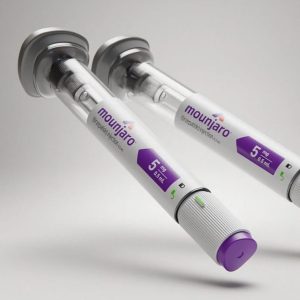 Box of Mounjaro 5mg injection pens for weight loss and diabetes.